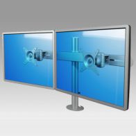 ErgonoFlex Bras Design pour 2 écrans Horizontaux sur pole fixation bureau