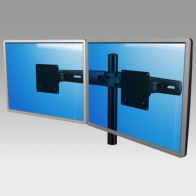 ErgonoFlex Bras Professionnel pour 2 écrans Horizontaux sur pole fixation bureau