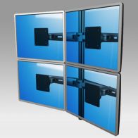 ErgonoFlex Bras Professionnel pour 4 écrans Horizontaux (2+2) sur pole fixation bureau