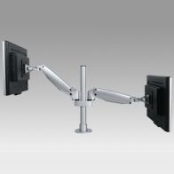 ErgonoFlex Support Professionnel 2 écrans double monté sur tube à vérin à gaz fixation bureau