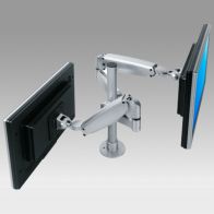 ErgonoFlex Support Professionnel 2 écrans double monté sur tube à vérin à gaz 1 extension fixation bureau