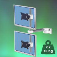 ErgonoFlex Bras Horizontal 240 mm équipé d‘un pole pour deux écrans fixation sur Rail Mural Vertical avec passage de câbles