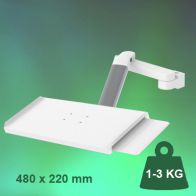 ErgonoFlex Bras Médical de 300 + 240 mm Ajustable en hauteur pour clavier et souris, fixation sur Pole Fixe 35 mm
