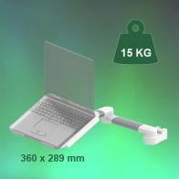 ErgonoFlex Bras Horizontal 2 x 300 mm équipé d‘un support pour ordinateur portable inclinable Fixation sur Din rail Vertical