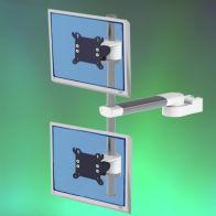 ErgonoFlex Bras Horizontal 240 mm équipé d‘un pole pour deux écrans fixation sur Din rail Vertical