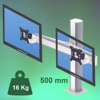 ErgonoFlex Bras Colonne Médicale de 500 mm pour 2 écrans fixation sur plan de travail