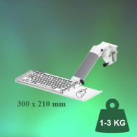 ErgonoFlex Bras Médical de 300 mm Ajustable en hauteur pour clavier et souris, fixation sur Din Rail Horizontal