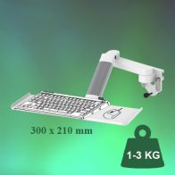 ErgonoFlex Bras Médical de 300 + 240 mm Ajustable en hauteur pour clavier et souris, fixation sur Din Rail Horizontal