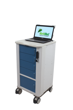 Médical WorkiMed Laptop Cart Large Surface avec 5 tiroirs sécurisés WMC MED 1
