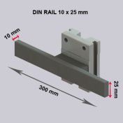 Din Rail 10 x 25 mm. Longueur de 300 mm sur rail mural vertical