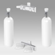 Support pour 2 Bouteilles de Gaz médicaux Montage sur rail mural vertical